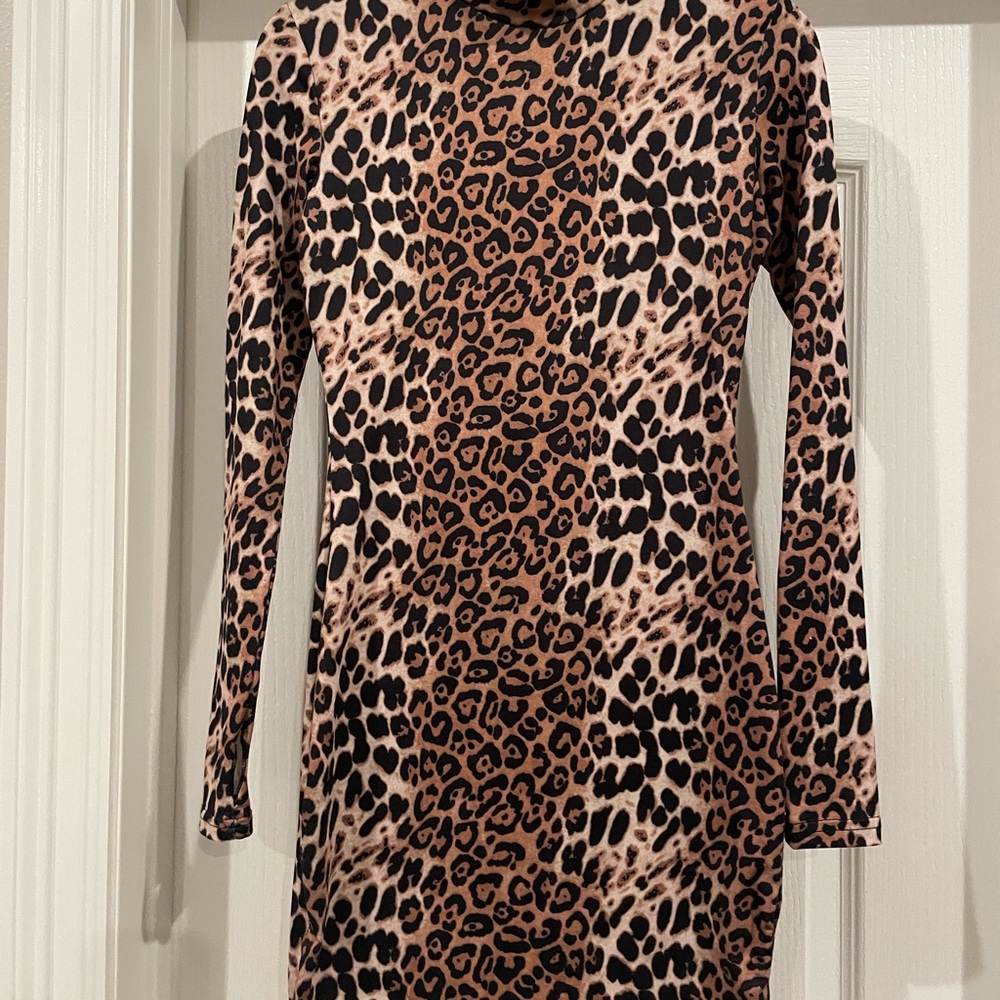 Leopard Print Long Sleeve Dress